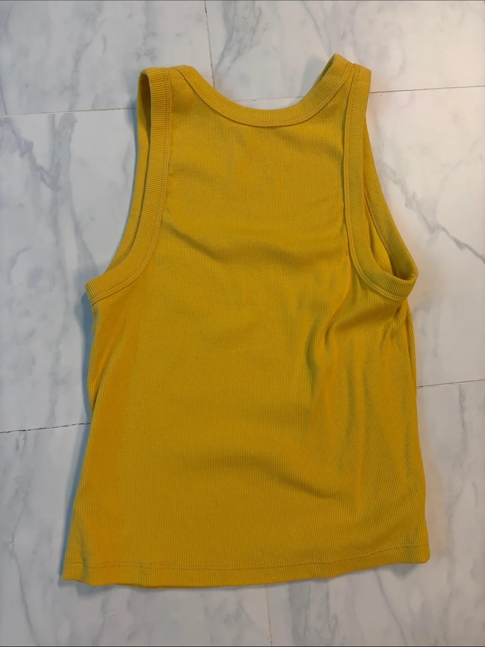 a new day Yellow Ribbed Tank Top with embroidered Aperol spiritz - Picture 3 of 3